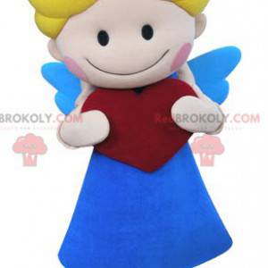Mascote do anjo cupido com asas e um coração - Redbrokoly.com
