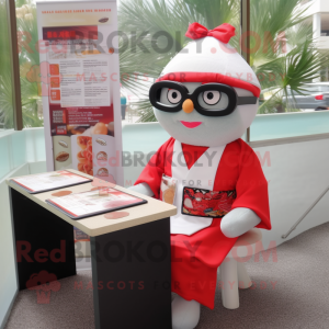 nan Sushi mascot costume character dressed with a Dress Shirt and Reading glasses
