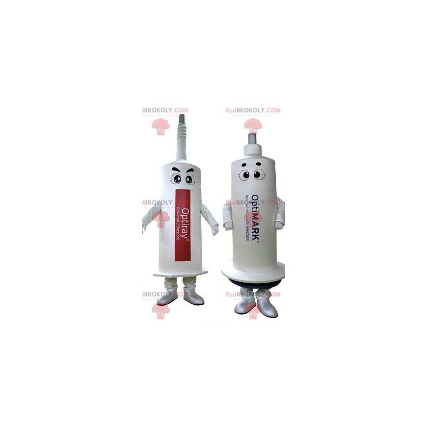 2 mascottes van witte spuiten. 2 spuiten - Redbrokoly.com