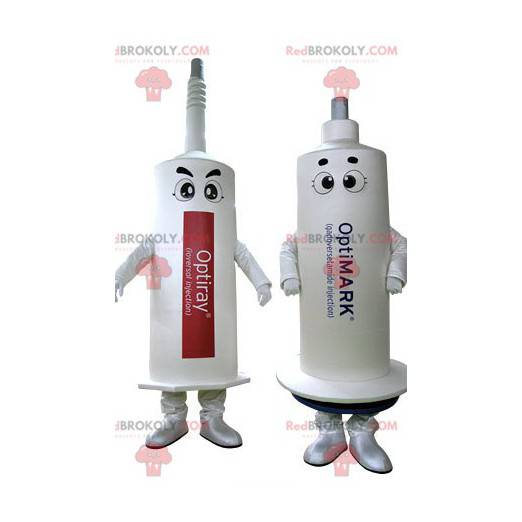 2 mascotes de seringas brancas. 2 seringas - Redbrokoly.com
