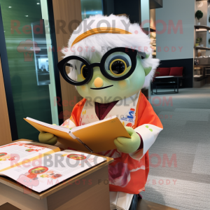 nan Sushi mascot costume character dressed with a Dress Shirt and Reading glasses