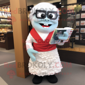 nan Sushi mascot costume character dressed with a Dress Shirt and Reading glasses