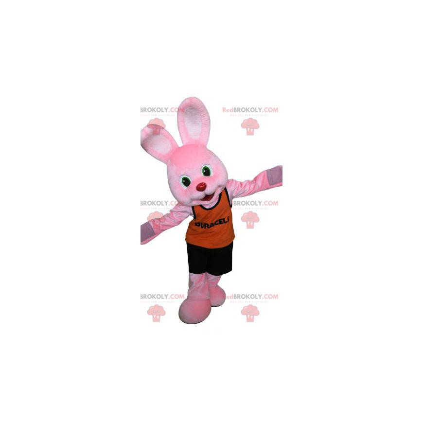 Maskot av den berømte rosa kaninen Duracell. Rosa kanin -