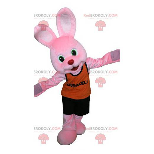 Maskot av den berömda rosa kaninen Duracell. Rosa kanin -