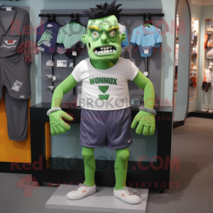 nan Frankenstein'S Monster mascot costume character dressed with a Running Shorts and Bow ties