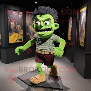 nan Frankenstein'S Monster mascot costume character dressed with a Running Shorts and Bow ties
