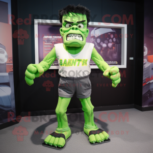 nan Frankenstein'S Monster mascot costume character dressed with a Running Shorts and Bow ties