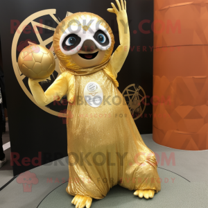 Gold Sloth maskot kostume...