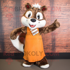 Rust Skunk mascot costume character dressed with a Dress and Scarf clips