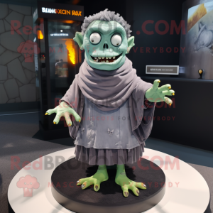 Gray Frankenstein'S Monster mascot costume character dressed with a Mini Skirt and Shawls