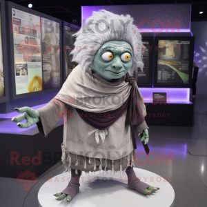 Gray Frankenstein'S Monster mascot costume character dressed with a Mini Skirt and Shawls