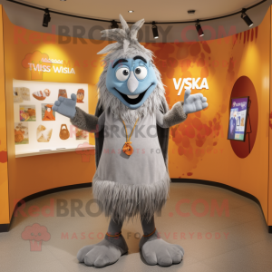 Gray Tikka Masala mascot costume character dressed with a V-Neck Tee and Hairpins