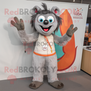 Gray Tikka Masala mascot costume character dressed with a V-Neck Tee and Hairpins