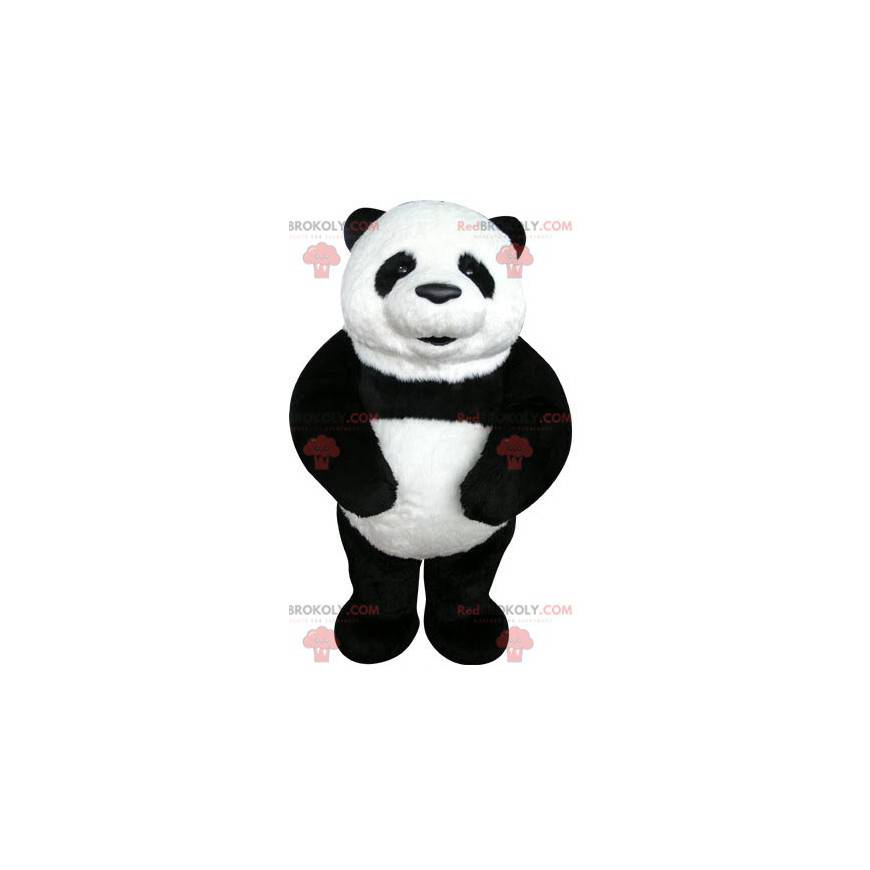 Very beautiful and realistic black and white panda mascot -
