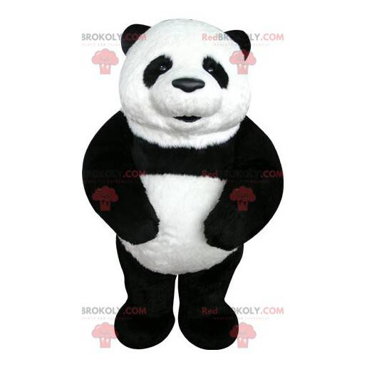 Meget smuk og realistisk sort og hvid panda maskot -
