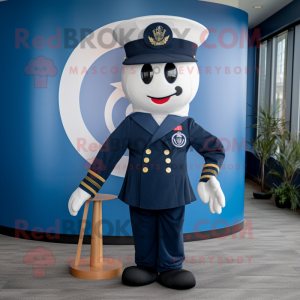 Navy Commando mascot costume character dressed with a Circle Skirt and Hat pins