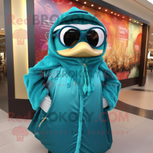 Teal Queen maskot kostym...