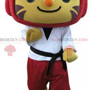 Mascotte de tigre en tenue de taekwondo - Redbrokoly.com