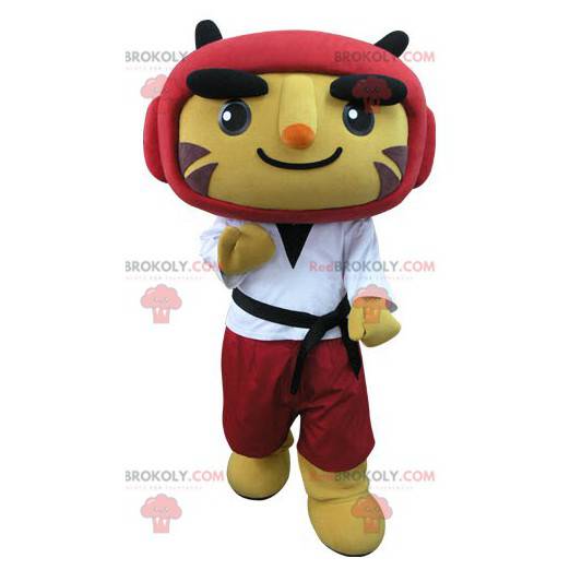 Mascote tigre em traje de taekwondo - Redbrokoly.com