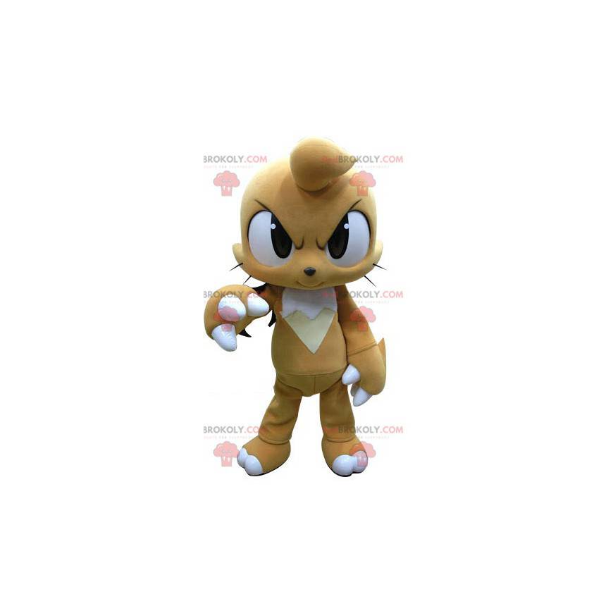 Mascotte beige e coniglio bianco sguardo feroce - Redbrokoly.com