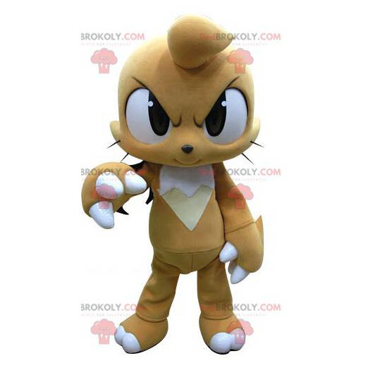 Mascotte beige e coniglio bianco sguardo feroce - Redbrokoly.com