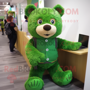 Mascotte d'ours vert...