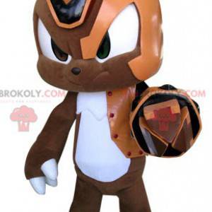 Mascotte coniglio cyborg marrone arancione e bianco -