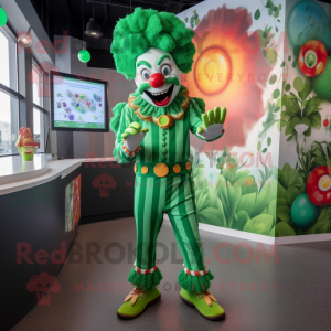 Grön clown maskot kostym...