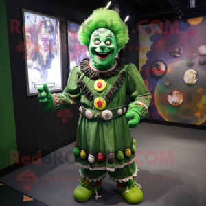 Grön clown maskot kostym...
