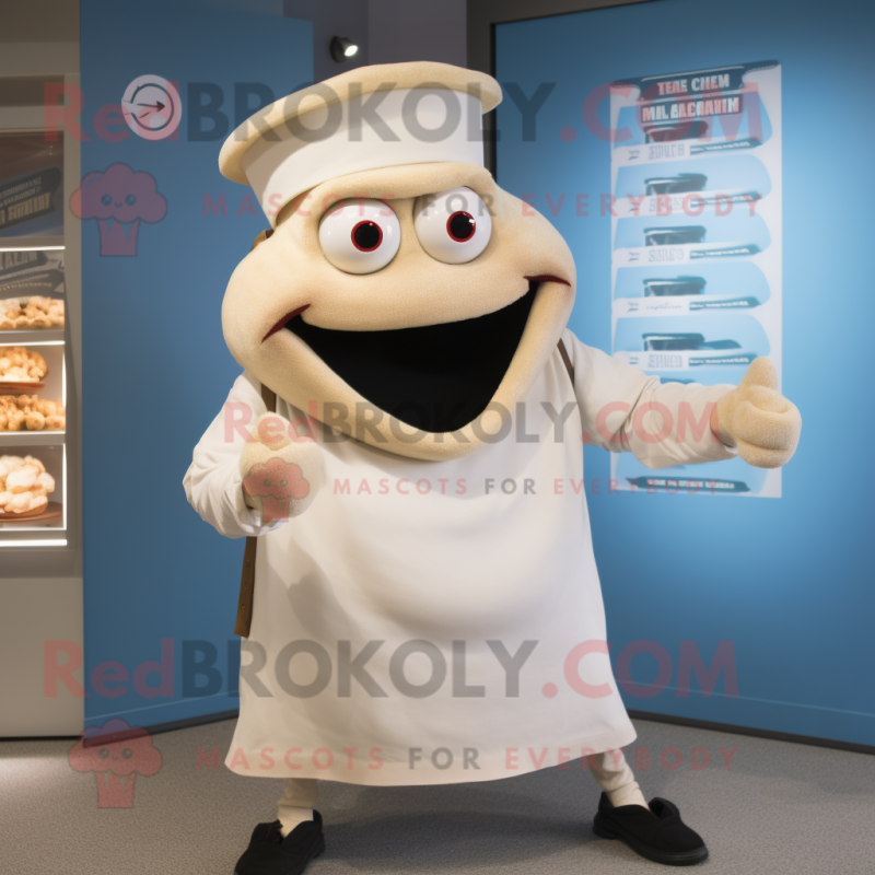 Cream Clam Chowder mascot costume character dressed with a Tank Top and Belts