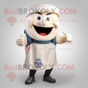 Cream Clam Chowder mascot costume character dressed with a Tank Top and Belts