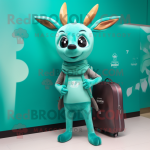 Turquoise Roe Deer mascot costume character dressed with a Leggings and Handbags