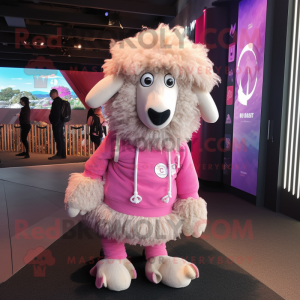 Pink Merino Sheep maskot...