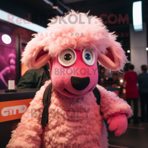 Pink Merino Sheep maskot...