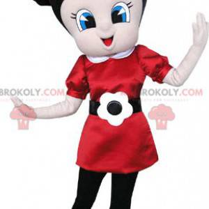 Mascot brunette girl dressed in a red dress - Redbrokoly.com