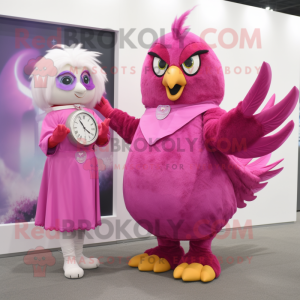 Magenta Dove maskot kostume...