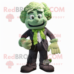 Green Cauliflower mascot costume character dressed with a Cargo Pants and Bow ties