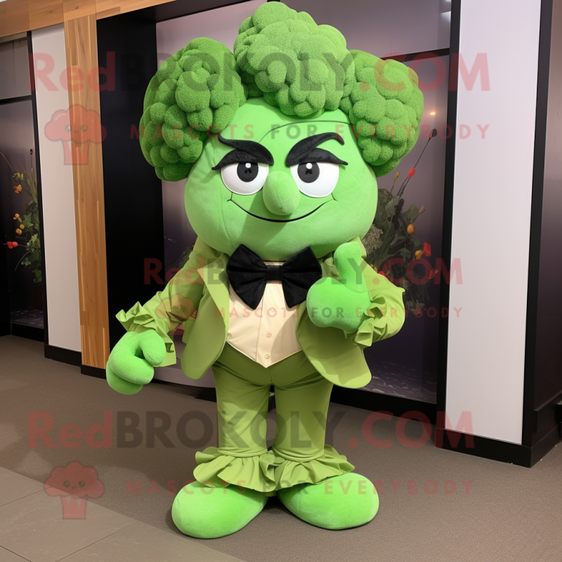 Green Cauliflower mascot costume character dressed with a Cargo Pants and Bow ties