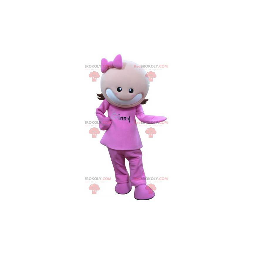 Mascotte de fillette habillée en rose. Mascotte de fille -