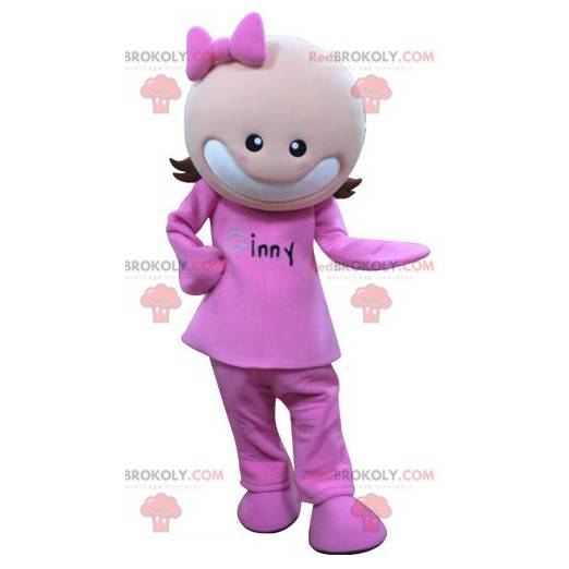 Chica mascota vestida de rosa. Mascota chica - Redbrokoly.com