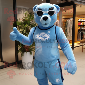 Sky Blue Panther mascotte...