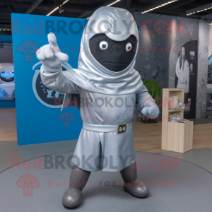 Silver Ninja maskot kostym...