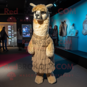 Tan Llama maskot kostume...