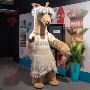 Tan Llama maskot kostume...