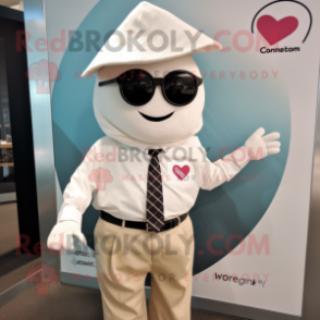 Cream Arrow Of Love mascot costume character dressed with a Poplin Shirt and Ties