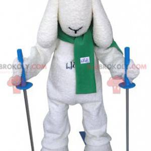 Mascotte de chien blanc de skieur - Redbrokoly.com