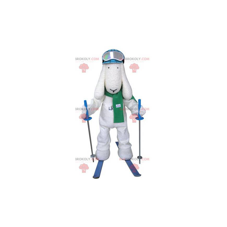 Weißes Skifahrer-Hundemaskottchen - Redbrokoly.com Weißes Skifahrer-Hundemaskottchen - Redbrokoly.com