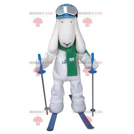 Vit skidåkare hundmaskot - Redbrokoly.com