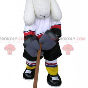 Witte hond mascotte in hockeyuitrusting - Redbrokoly.com