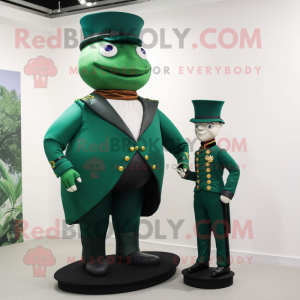 Forest Green Ring Master mascot costume character dressed with a Turtleneck and Cummerbunds